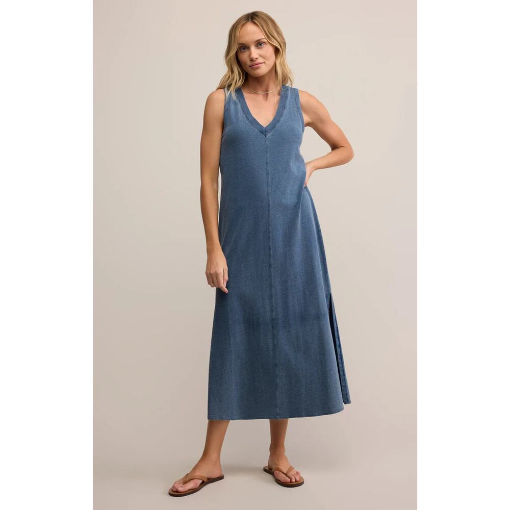 Z Supply Palisades Jersey Denim Dress - Vintage Indigo